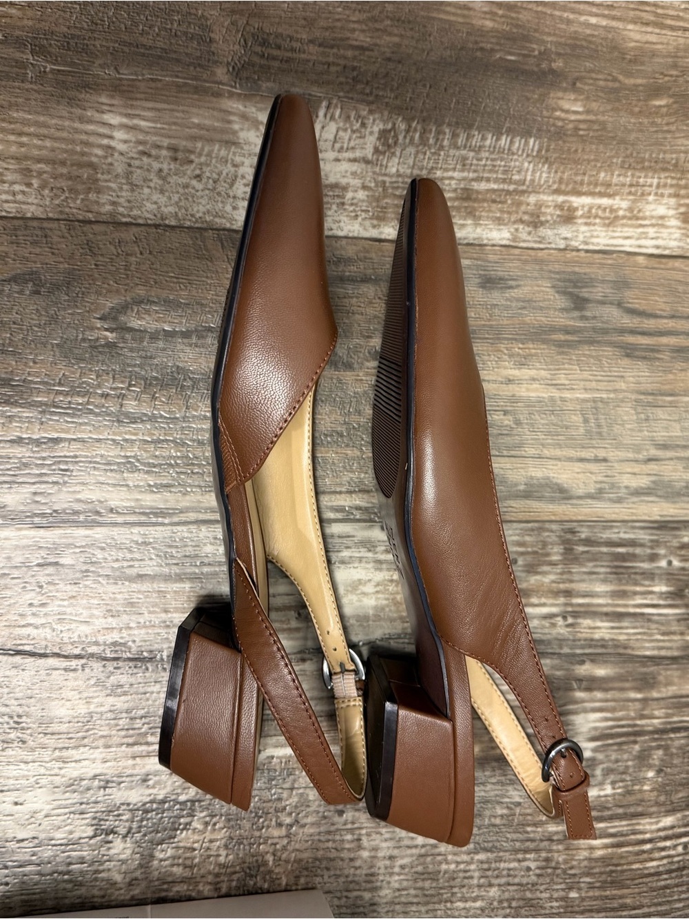 NWOB Naturalizer Brown Leather Slingback Flats Size 8 - Picture 14 of 16
